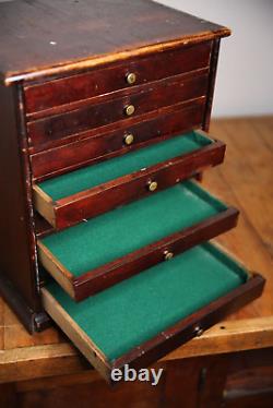 Antique Watchmakers Cabinet wood Apothecary Industrial Multi Drawer brass knobs