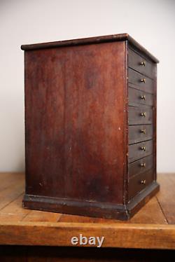 Antique Watchmakers Cabinet wood Apothecary Industrial Multi Drawer brass knobs