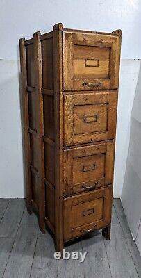Antique Weis Mission Arts & Crafts Tiger Oak Wood 4-Drawer Library File Cabinet