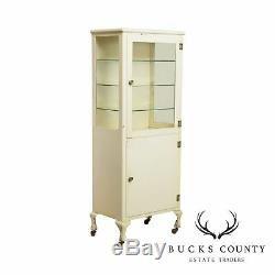 Antique White Painted Steel One Door Medical or Dental Cabinet