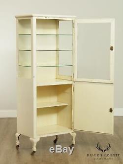 Antique White Painted Steel One Door Medical or Dental Cabinet