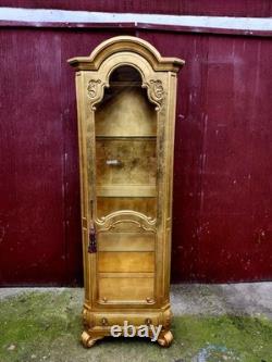 Antique Wieman gold Curio 3 Shelve Cabinet Display. Hollywood Regency Style