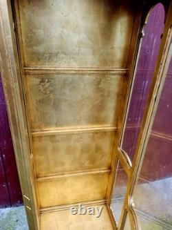 Antique Wieman gold Curio 3 Shelve Cabinet Display. Hollywood Regency Style