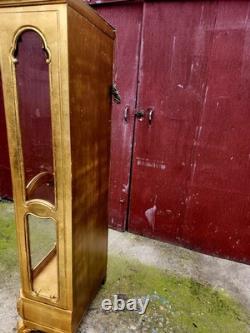 Antique Wieman gold Curio 3 Shelve Cabinet Display. Hollywood Regency Style