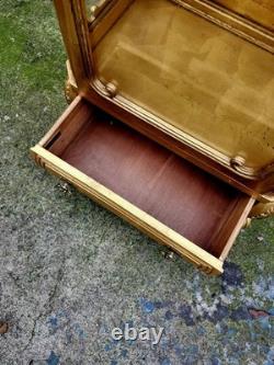 Antique Wieman gold Curio 3 Shelve Cabinet Display. Hollywood Regency Style