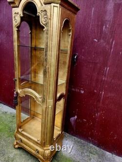 Antique Wieman gold Curio 3 Shelve Cabinet Display. Hollywood Regency Style