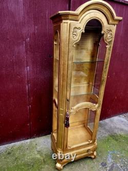 Antique Wieman gold Curio 3 Shelve Cabinet Display. Hollywood Regency Style