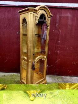 Antique Wieman gold Curio 3 Shelve Cabinet Display. Hollywood Regency Style