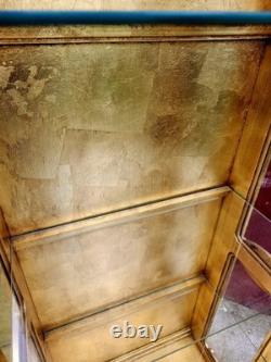 Antique Wieman gold Curio 3 Shelve Cabinet Display. Hollywood Regency Style