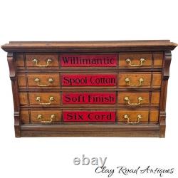 Antique Willimantic victorian Birdseye spool cabinet four drawer country store