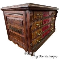 Antique Willimantic victorian Birdseye spool cabinet four drawer country store