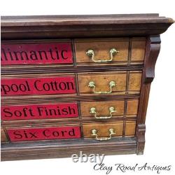 Antique Willimantic victorian Birdseye spool cabinet four drawer country store