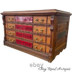 Antique Willimantic victorian Birdseye spool cabinet four drawer country store