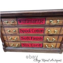 Antique Willimantic victorian Birdseye spool cabinet four drawer country store