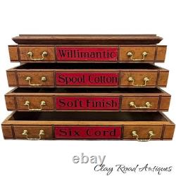 Antique Willimantic victorian Birdseye spool cabinet four drawer country store