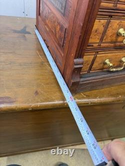 Antique Willimantic victorian Birdseye spool cabinet four drawer country store