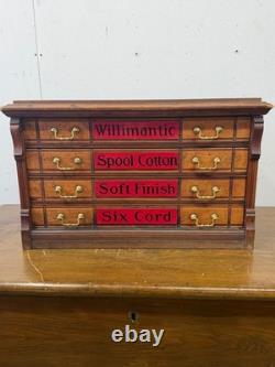 Antique Willimantic victorian Birdseye spool cabinet four drawer country store