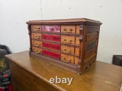 Antique Willimantic victorian Birdseye spool cabinet four drawer country store