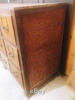 Antique Wood 21 Drawer Storage File Cabinet Work Bench 109 x 44 x 26