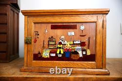 Antique Wood Apothecary Cabinet General Store Painted Glass Display Vintage Oak