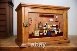Antique Wood Apothecary Cabinet General Store Painted Glass Display Vintage Oak