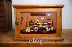 Antique Wood Apothecary Cabinet General Store Painted Glass Display Vintage Oak