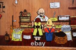 Antique Wood Apothecary Cabinet General Store Painted Glass Display Vintage Oak