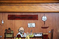 Antique Wood Apothecary Cabinet General Store Painted Glass Display Vintage Oak