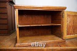 Antique Wood Apothecary Cabinet General Store Painted Glass Display Vintage Oak