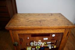 Antique Wood Apothecary Cabinet General Store Painted Glass Display Vintage Oak