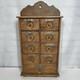 Antique Wood Apothecary Spice Cabinet 9 Metal Labeled Drawers 18.5 X 10