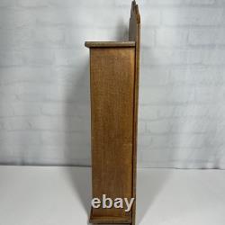 Antique Wood Apothecary Spice Cabinet 9 Metal Labeled Drawers 18.5 x 10