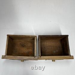 Antique Wood Apothecary Spice Cabinet 9 Metal Labeled Drawers 18.5 x 10