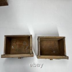 Antique Wood Apothecary Spice Cabinet 9 Metal Labeled Drawers 18.5 x 10