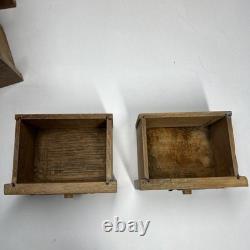 Antique Wood Apothecary Spice Cabinet 9 Metal Labeled Drawers 18.5 x 10