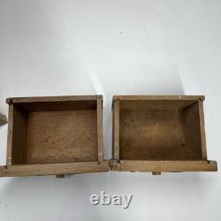 Antique Wood Apothecary Spice Cabinet 9 Metal Labeled Drawers 18.5 x 10