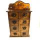 Antique Wood Apothecary Spice Cabinet Primitive 8 Labeled Drawers 17 X 11