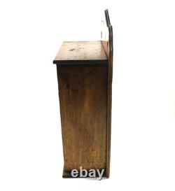 Antique Wood Apothecary Spice Cabinet Primitive 8 Labeled Drawers 17 x 11