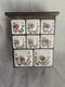 Antique Wood/ceramic Apothecary Spice Cabinet 8 Drawers