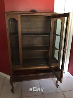 Antique Wood China/Curio Cabinet On Casters Local Pickup Only