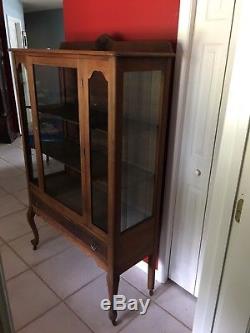 Antique Wood China/Curio Cabinet On Casters Local Pickup Only