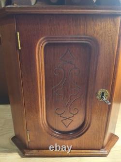 Antique Wood Corner Curio Cabinet Apothecary Cupboard WithKey