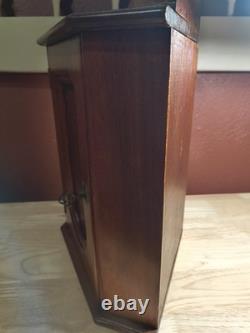 Antique Wood Corner Curio Cabinet Apothecary Cupboard WithKey
