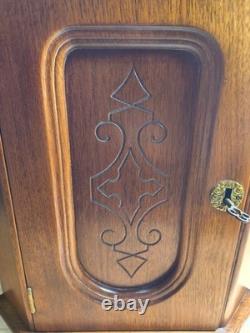 Antique Wood Corner Curio Cabinet Apothecary Cupboard WithKey