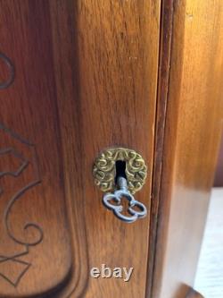 Antique Wood Corner Curio Cabinet Apothecary Cupboard WithKey