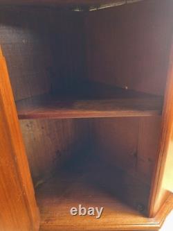 Antique Wood Corner Curio Cabinet Apothecary Cupboard WithKey