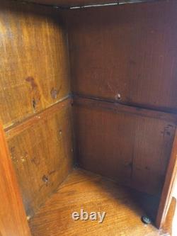 Antique Wood Corner Curio Cabinet Apothecary Cupboard WithKey