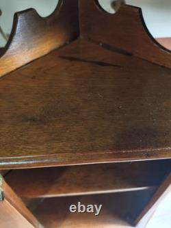 Antique Wood Corner Curio Cabinet Apothecary Cupboard WithKey