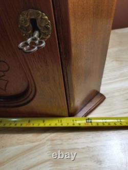 Antique Wood Corner Curio Cabinet Apothecary Cupboard WithKey