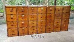 Antique Wood File Cabinet Set Library Bureau Sole Makers 7 units 4 Drawers Each